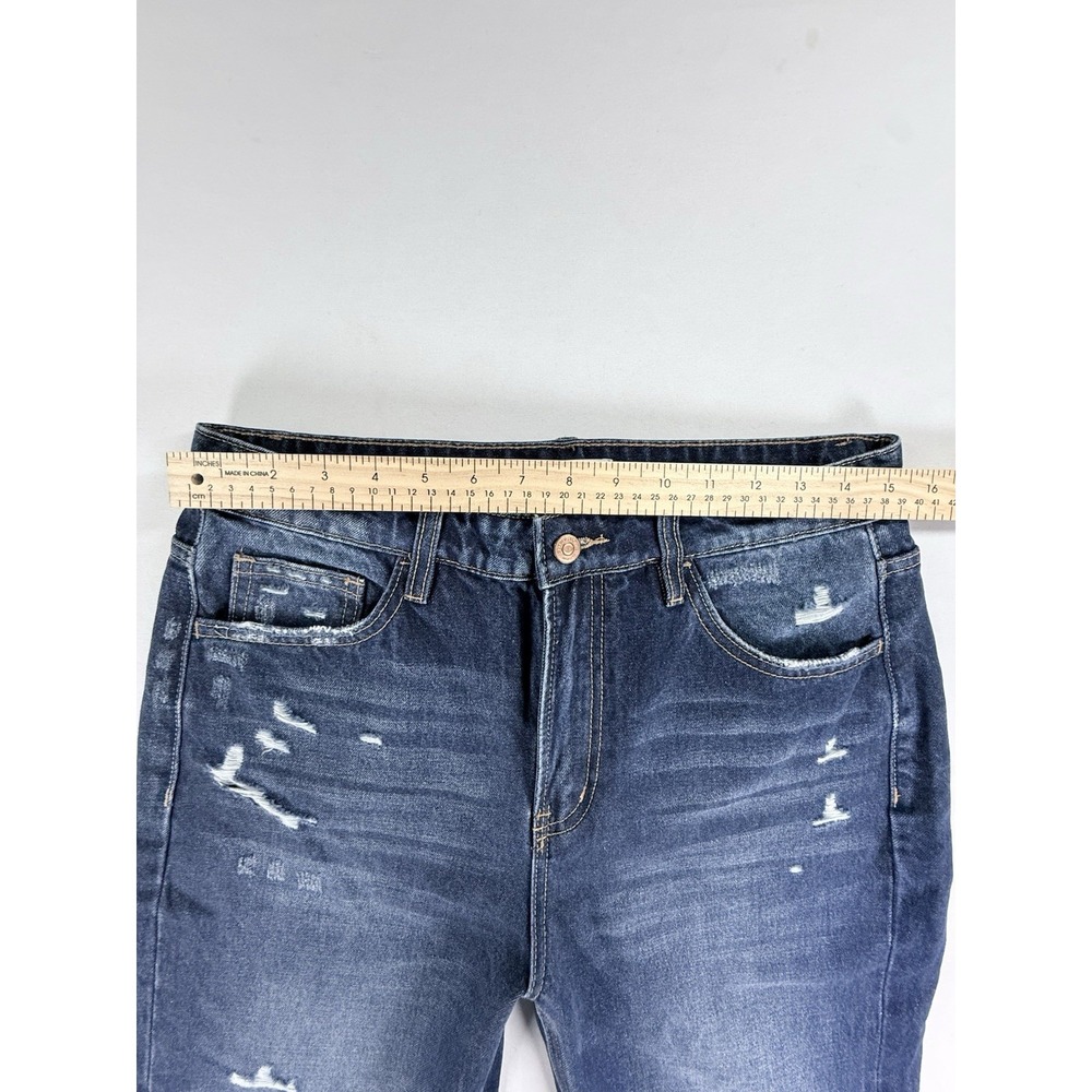 Flying Monkey Jeans Womens 29 High Rise Wide Leg Distressed Raw Hem Blue F4570D - Picture 7 of 9